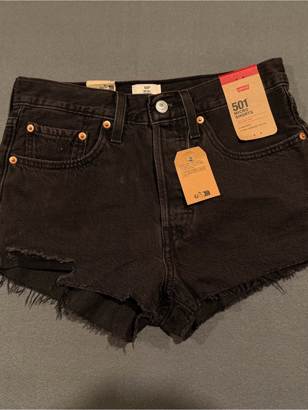 Levi's 501 Micro Shorts in Black Denim